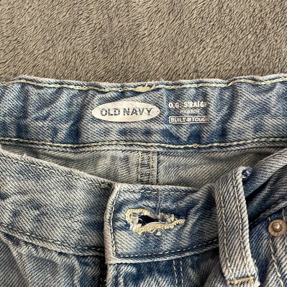 Old Navy distressed Jeans - O.G. Straight Highrise - size 14 plus - button fly - Picture 7 of 14